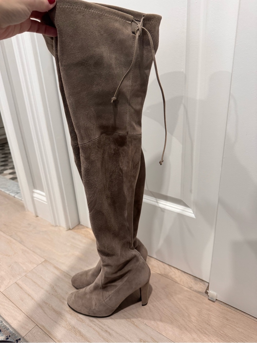 Stuart Weitzman Taupe Suede Over-the-Knee Boots
